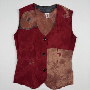 Bamboleo‎ Mexico Women's Small Vest Shirt Top Sleeveless Button Up Rayon